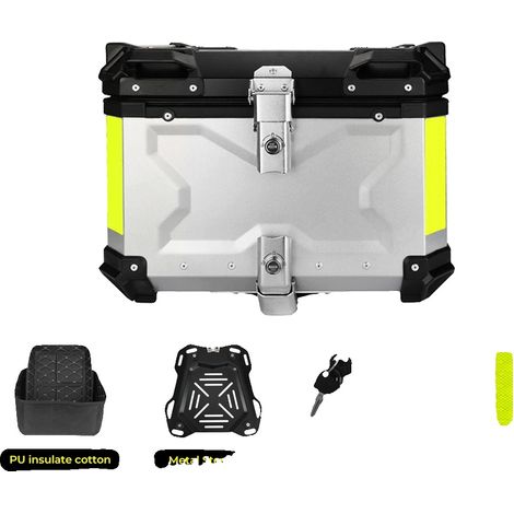 Baúl para motocicleta, impermeable, amplio espacio de almacenamiento, 45 L x Plata (1/2)