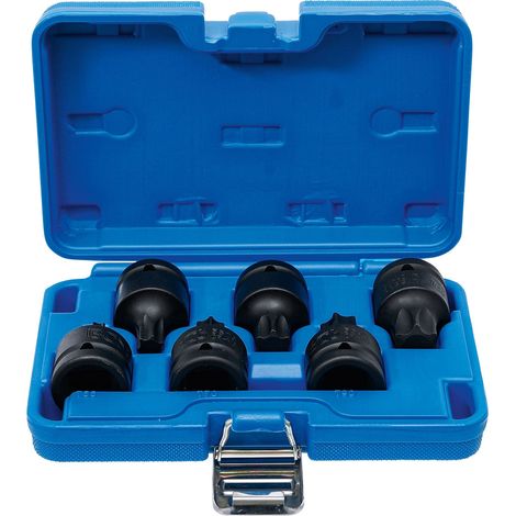 Juego de puntas de vaso de impacto entrada 20 mm (3/4") perfil en T (para Torx) T55 - T100 6 piezas (1/5)