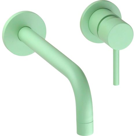 Miscelatore per lavabo a parete modello tondo in colore verde chiaro Pollini Jessy Color MXLIMCMMCA2  Verde Chiaro