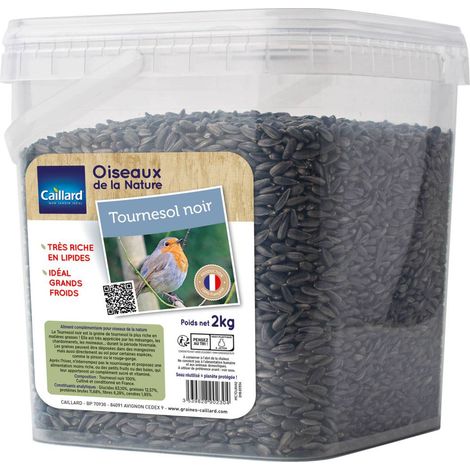 Seau de graines de tournesol noir 2 kgs pour oiseau de la nature
