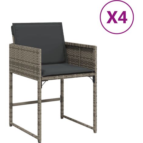 Maison Exclusive - Gartenstühle mit Kissen 4 Stk. Grau Poly Ratta