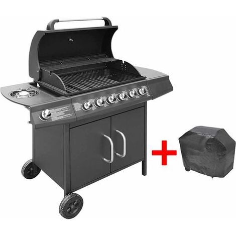 Barbecue à gaz noir avec 6+1 zones de cuisson. (1/5)