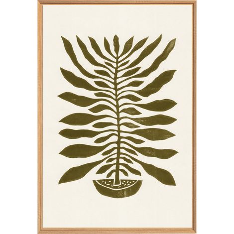 Tableau mural encadré feuille verte 65x97 cm - Tableau Mural Décoratif - Image Encadrée Imprimée en HD - Impression 65x97 cm sur Fibres de Bois FSC - Finition Mate - Fabriqué en France