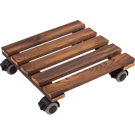 Chariot pour Plantes 300 x 300 mm – Charge maximale 60 kg – Plaque de pin – Look Vintage – Roues TPE avec 4 blocages/Rouleau d'intérieur/Support de Transport pour Plantes (1/5)