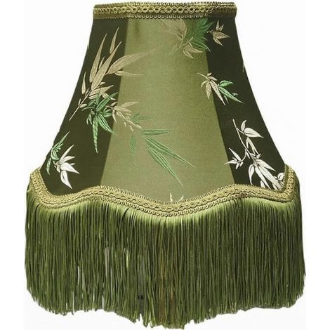 Abat-jour à franges style vintage conique abat-jour rétro en forme de tonneau pour salon - 13 x 25 x 19 cm bambou vert (1/5)