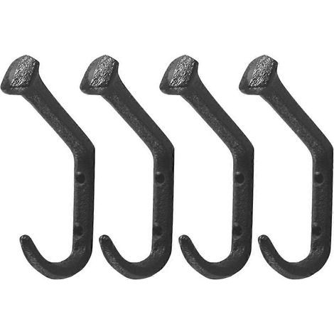 Set mit 4 robusten Garderobenhaken aus Eisen zur Wand- oder Türmontage im Landhausstil. – 11,00 x 5,80 x 2,00 cm (1/4)