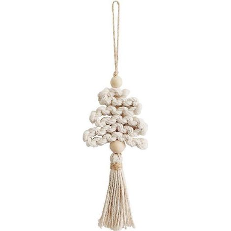 Ensemble de 10 pendentifs sapin de Noël tissés à la main, breloques décoratives à suspendre faites main (1/5)