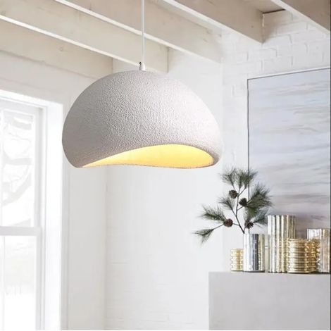 Suspension Luminaire Moderne Industriel 40cm Créatif Lustre Plafonnier Ciment Design Edison pour Salon Chambre,Blanc (1/5)