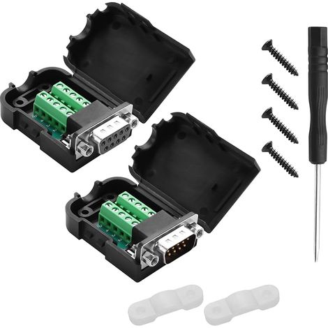 1 Paire de connecteurs DB9 RS232 D-SUB 9 Pin Port Mâle+Femelle Adaptateur Série sans Soudure Connecteur de Terminal Module de Signal avec boîtier (B, Les Noix) (1/5)