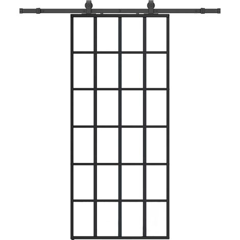 Maison Exclusive - Schiebetür mit Beschlag Schwarz 90x205 cm ESG-