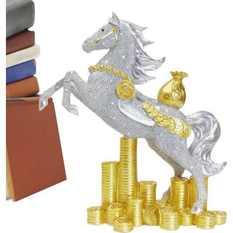 Statue Cheval du Zodiaque Chinois Figurine Décorative de la Fête du Printemps Statue Chinoise en Résine De L'Année du Cheval pour Collectionneurs Décoration D'Intérieur Salon Chambre À (1/5)
