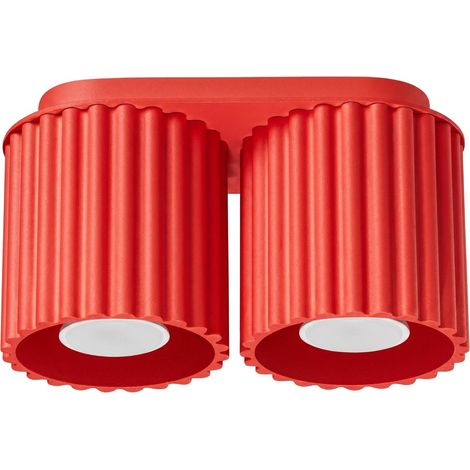 Plafones AURA rojo aluminio 2xGU10 21cm Sollux (1/2)