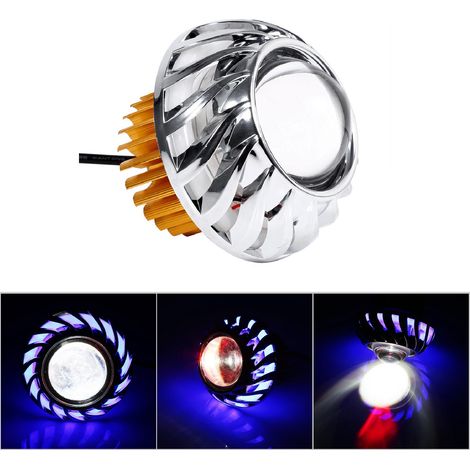 LED-Motorradscheinwerfer mit Halo-Linse, blauem Engel-/Dämonenaugen-Design einzigartiger Motorradscheinwerfer mit Engel-/Dämonenbeleuchtung. (1/5)