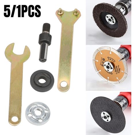 Adattatore per mandrino per smerigliatrice angolare da 3/8" (10 mm), supporto per disco, 2 chiavi, set 5 in 1