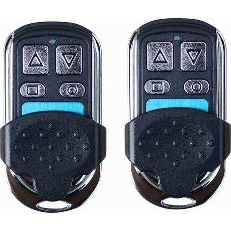 Mando a distancia de copia de 433 MHz para puerta de garaje, persiana enrollable y puerta corredera - Paquete de 2, Metal, Negro mate