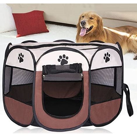 TrAdE Shop Traesio - Tenda Da Campeggio Pieghevole Per Animali Gabbia Cani Cucce Ottagono 100x100 Cm - (1/5)