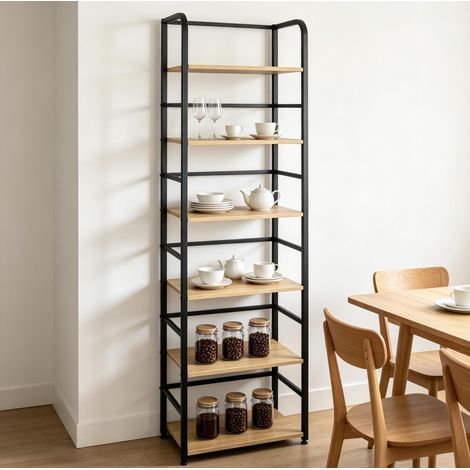 Meuble rangement 6 étagères 50x30x176 métal MDF OKMYHOME (1/4)