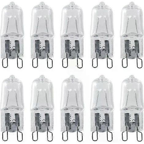 Lot de 10 ampoules halogènes à culot G9, 120 V, 40 W, blanc chaud lumineux, pour l'éclairage domestique. (1/4)