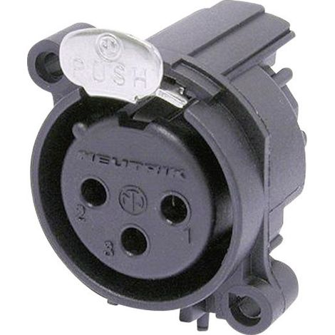 Neutrik NC3FAAH1 XLR-Steckverbinder Flanschbuchse, Kontakte gewinkelt Polzahl: 3 Schwarz 1 St.