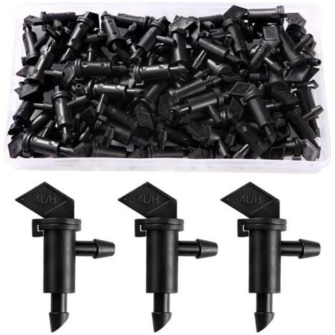 60 Pieces 1 GPH 4L/h Flag Drip Transmitter Drip Transmitter for Garden Watering Turf, Drip Irrigation Transmitters, Black (1/5)