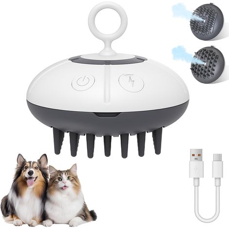 Brosse chat vapeur 3-en-1 autonettoyante, toilettage animaux (1/5)