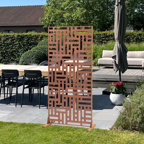 Trennwand Bernalda 180x90 cm Stahl Edelrost [casa.pro]