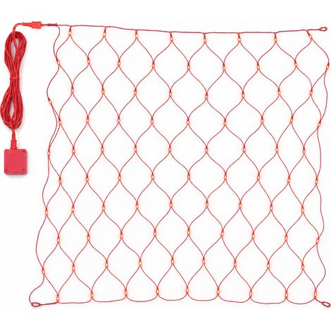 Filet Lumineux LED Solaire Rouge Étanche, 96 LED pour Jardin et Décoration Extérieure (1/5)