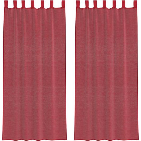 Rideaux en voile avec boucles 2 pcs rouge bordeaux 140x245 cm CFW33155 (1/5)