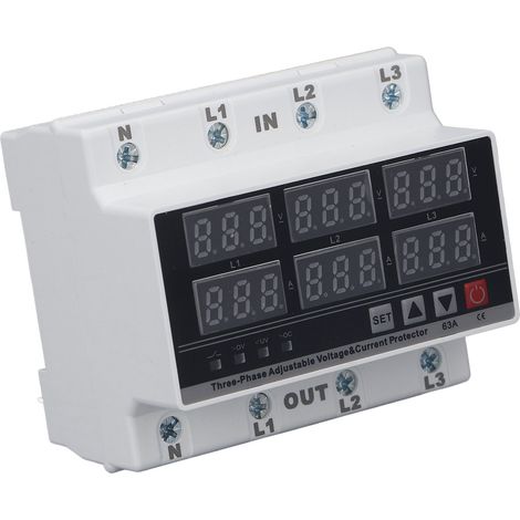 Protecteur de tension réglable 63A triphasé 4 fils avec réarmement automatique limiteur surtension sous-tension AC230V (1/5)