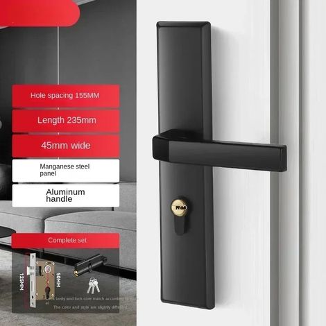 (Type J) Serrure de porte en bois pour appartement/chambre, antivol, avec clé. (1/5)