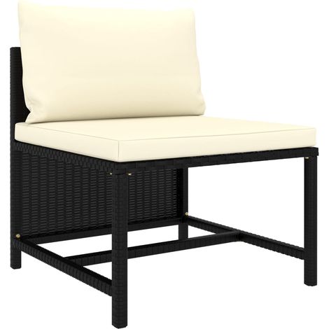 INLIFE Canapés de jardin 3 pcs avec coussins Noir Résine tressée (1/5)