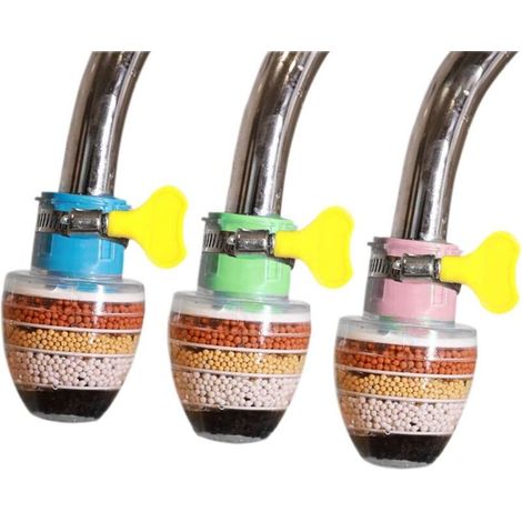 3 PCS Robinet Filtre Purificateur D'eau Connecteur De Filtre De Robinet De Cuisine, Robinets De Filtre D'eau Du Robinet De Cuisine, Facile à Installer Sans Fuite, 6 Couches De Filtre De Filtration (1/5)