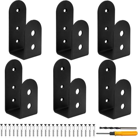 Lot de 6 supports de barricade pour porte, barre en forme de U, pour maison, garage, grange, abri de jardin, porte de renforcement, convient pour bois de 2 x 4 (1/4)