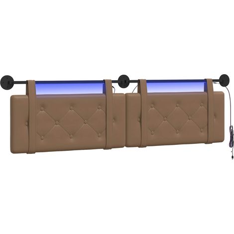 Cabecero colgante Con luz LED Capuchino Cuero sintético vidaXL