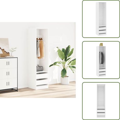 Garde-robe avec tiroirs Blanc 50x50x200 cm Bois d'ingénierie - Armoire Blanche - Meuble Rangement - Dressing Blanc - Placard Design - Commode Tiroir (1/5)