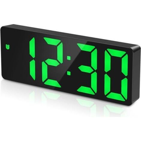 LED Digital Alarm Clock with Voice Activation, Temperature, Snooze Function - 3 Brightness Levels, Green (1/5)
