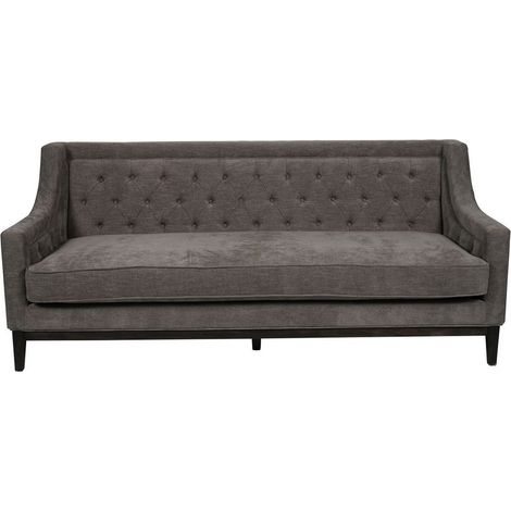 Theodore Buttoned 3 Seater Sofa - Wood/Foam/Polyester/Metal - L86 x W200 x H86 cm - Grey