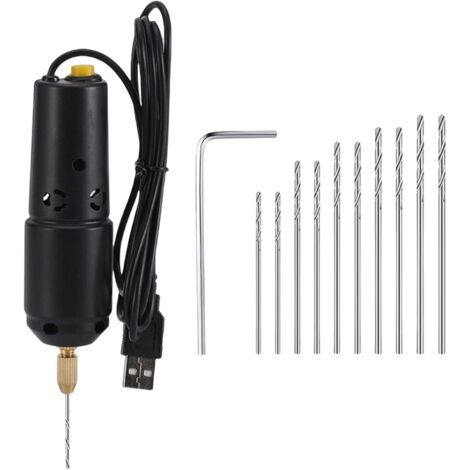 Mini perceuse électrique portative, avec forets outils de bijoux graveur perceuse USB pour bois résine époxy artisanat bricolage bois artisanat(0,8-1,2mm)
