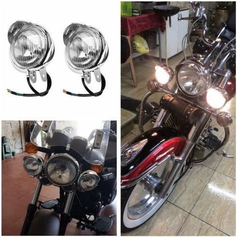 pair 12v universel Chrome couleur ABS Moto lumière antibrouillard phare Moto lampe à LED phare Faro Moto 2pcs -WM2128