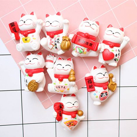 Lot porte-bonheur PVC bras mobile 8 pièces, chat porte-bonheur décoratif pour maison, figurine animale chanceuse, lot de 8 statuettes (1/5)