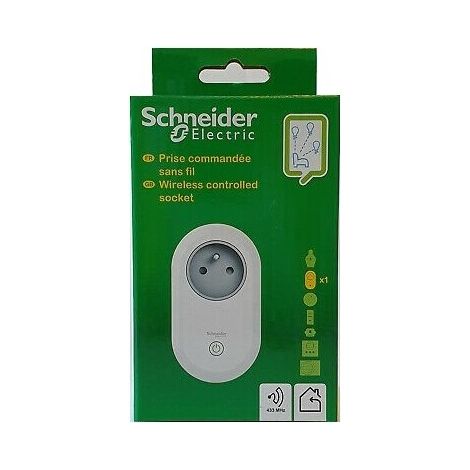 Schneider Electric – Prise de courant 2P+T 16A radiocommandée sans fil – Fréquence 433MHz – Pour installation radio – CCTSA43001 (1/3)