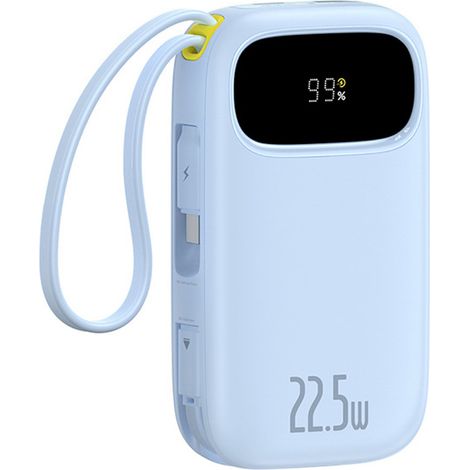 Batería externa EnerFill FC31 de 22,5 W y 20000 mAh con pantalla y cables integrados - azul