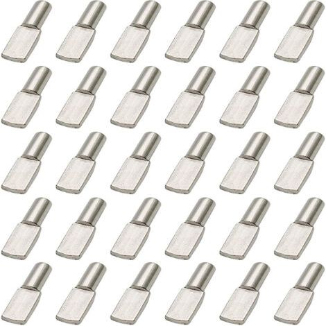 100Pcs Taquet Etagere, 5mm Support d'Étagère Étagère Broches Cheville Etagere Supports de Plaque en Métal Nickelé pour Armoire Bureau Accessoires