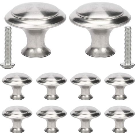 Argent 10Pcs Poignée Petit Manipuler Tiroir Acier Bouton pour meuble Joli Alliage Zinc Portes Tiroirs Penderie Relooking Vieille Cuisine Placards Hommes Femmes