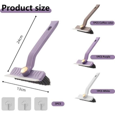 Brosse Rotative Nettoyage Salle de Bain, 3pcs 360 Degrés Brosse Rotative Nettoyage Des Interstices avec Crochet Adhésif (1/4)