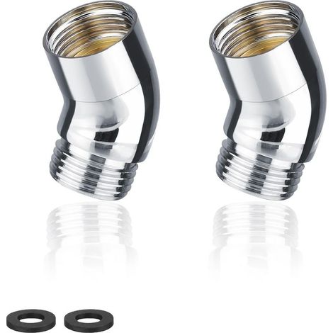 Adaptateur, 2 Pièces 135° Coude Inclinaison Adaptateur de Pommeau de Douche, Laiton Douchette Adaptateur, Convient aux Douchettes à Main (1/5)