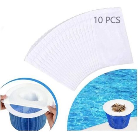 10 Chaussettes pour Skimmer de Piscine, Filet d'Écumoire, Filtre Chaussette pour Panier de Skimmer de Piscine (1/4)
