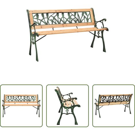 Tanne -  Gartenbank 122 cm Gusseisen und Massivholz Tanne