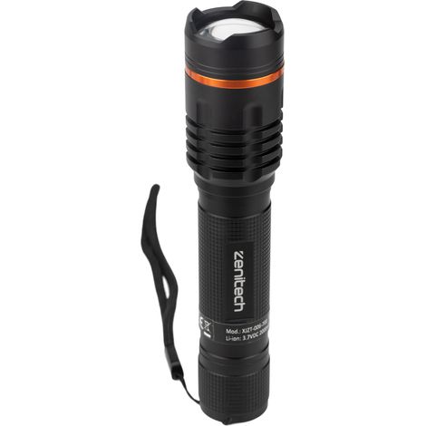 Zenitech – Lampe torche LED rechargeable 10W – Intensité lumineuse 150/350/700lm – Autonomie 2 à 7h – Portée 50m – Chargement USB (1/2)