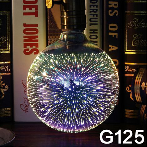 Ampoule LED Effet Feu d'Artifice 3D, 4W E27 Lumière Colorée Vintage, Décoration Intérieure Éclairage Festif
